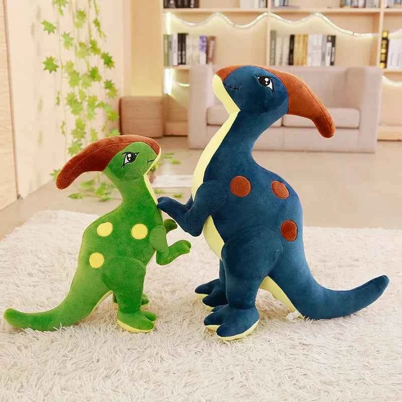 Kawaii Parasaurolophus Dinosaur Plush Toy – Soft Stuffed Dino in Green & Blue (55–95cm)