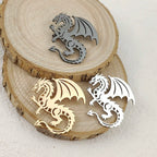 Creative punk style hollow wing dragon stainless steel gold-plated 18K brooch, black suit accessories, wedding matching set