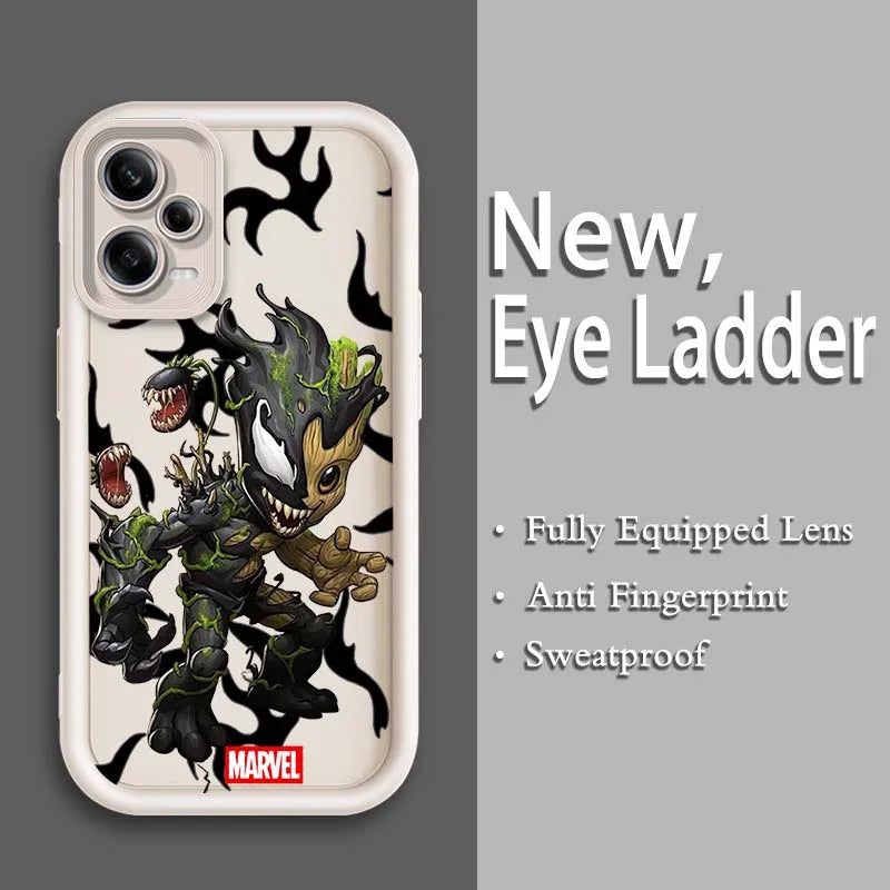 Marvel Groot Spider-Man Art For Xiaomi Redmi Note 14 13 13R 12 12R 11 11E 11T 11S Pro Plus 4G 5G Eye Ladder Soft Phone Case