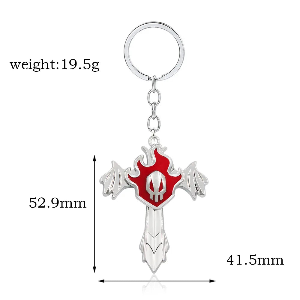 Anime Bleach Keychain Kurosaki Mask Sword Metal necklace Pandent Keyring for Women Men Car Jewelry Fan Cosplay Prop