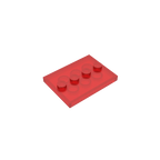 Gobricks GDS-980 Tile, Modified 3 x 4 with 4 Studs in Center | Compatible Building Block for DIY and MOC