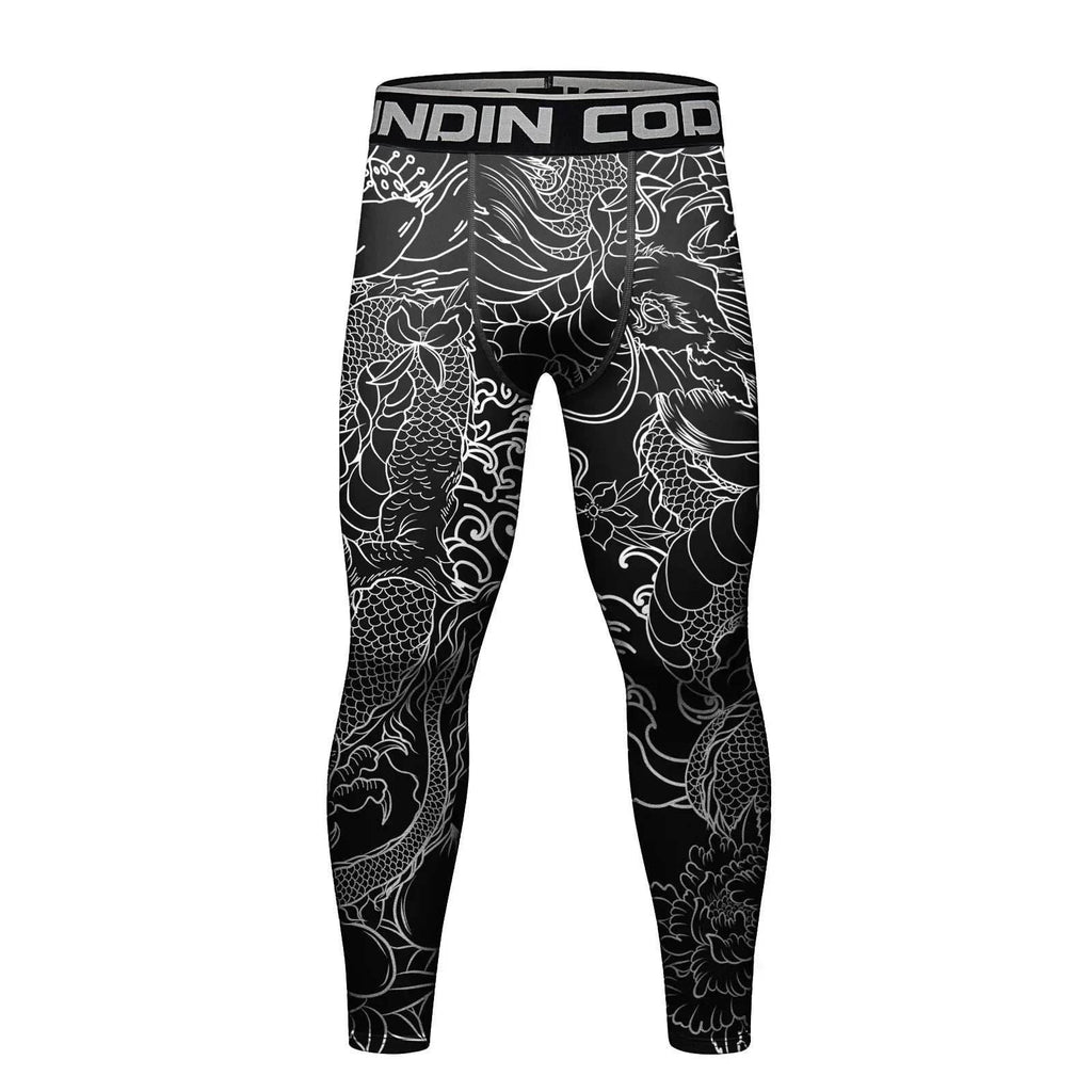 Men's Compression Running Tights - Dragon / Medium