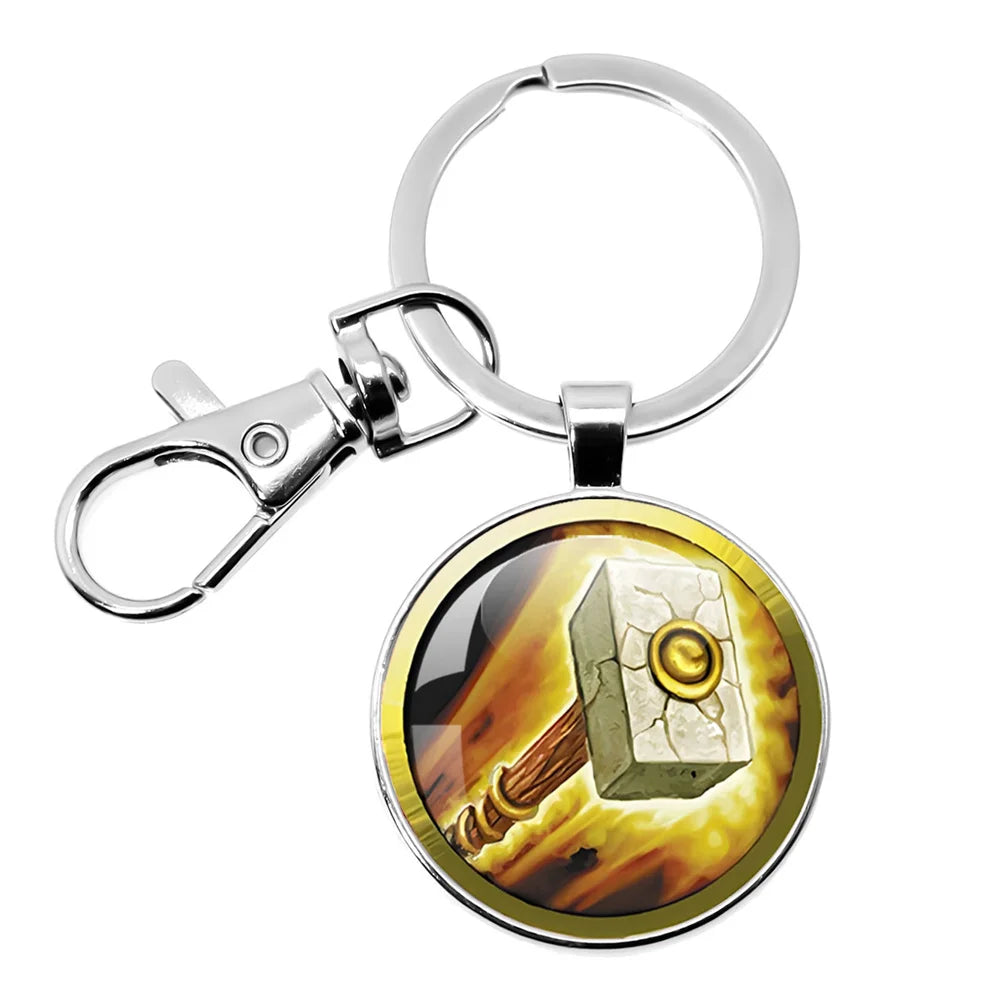 Game World Of Warcraft Keychain WOW Glass Pendant Key Chain For Women Men Keyring Jewelry Hearthstone