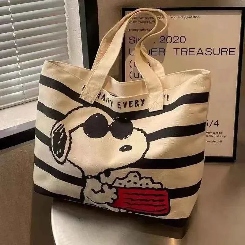 Snoopy Canvas Tote Bag – Large Capacity Book & Everyday Bag