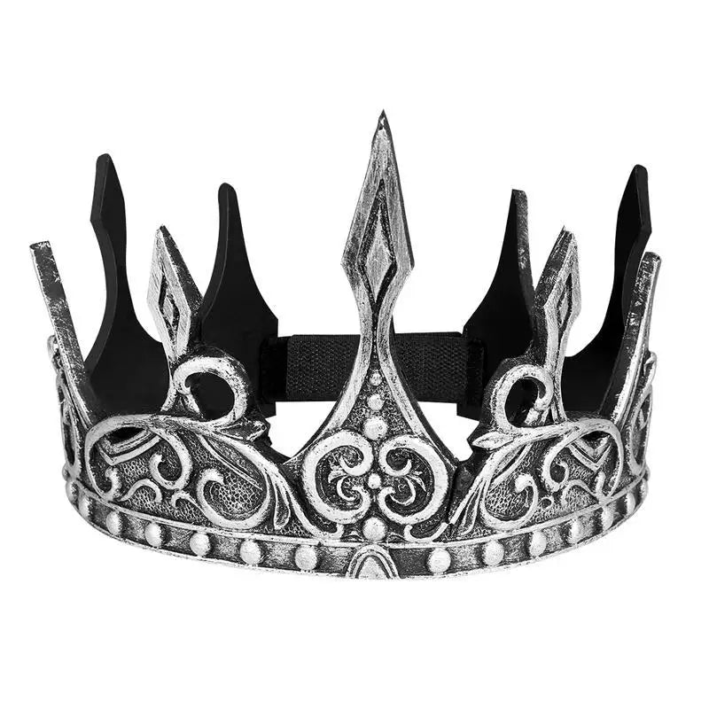 1pc Halloween Prom King Crown Men Medieval Crown Headband Soft PU Foam Crown Mens Headdress Party Props (Random Pattern) 68cm