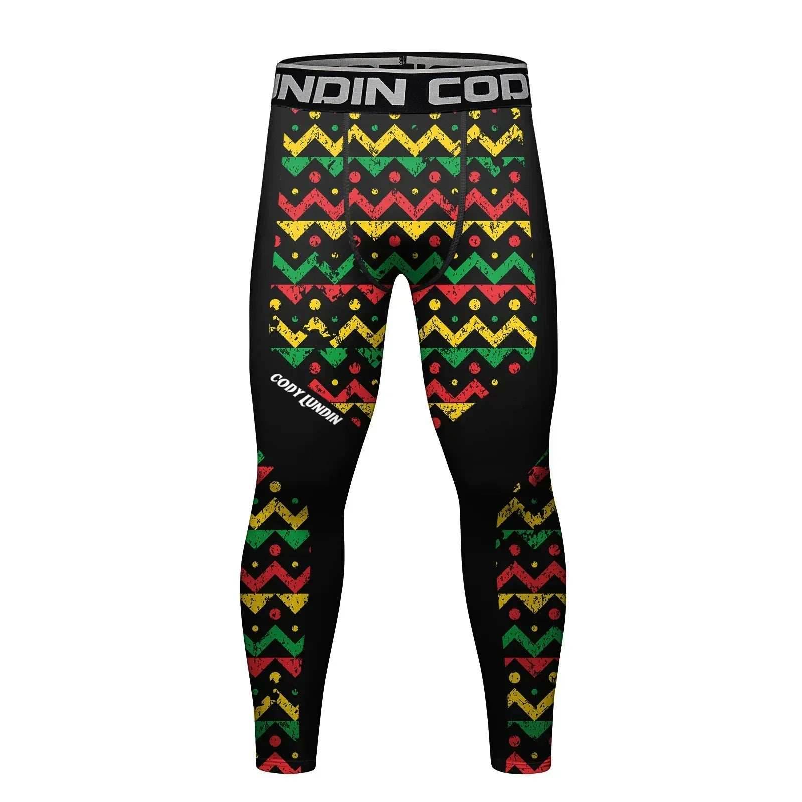 Men's Compression Running Tights - Zig Zag / Medium