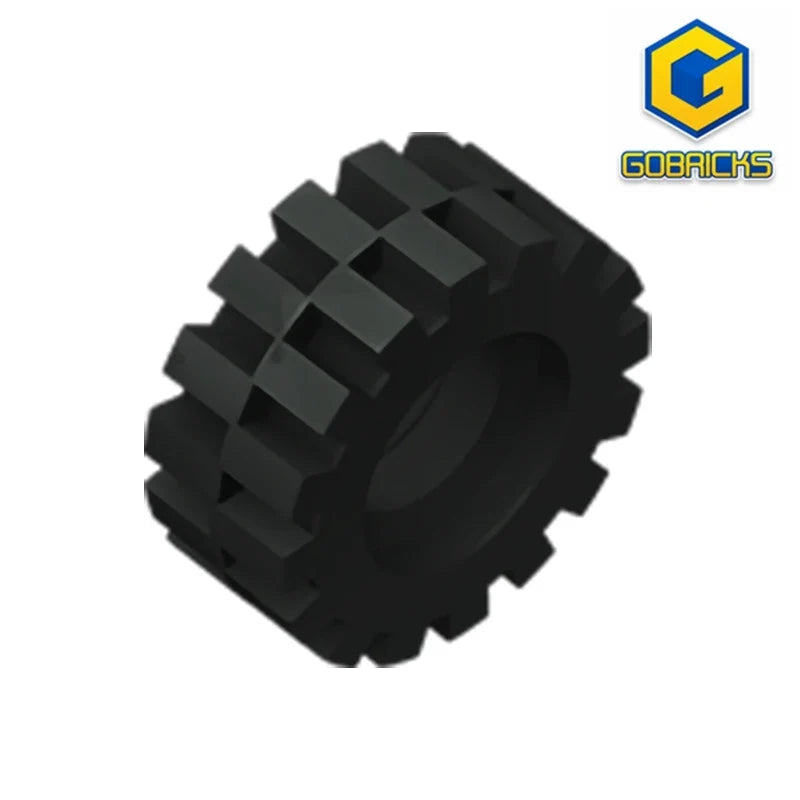 Gobricks GDS-1071 Tire 15mm D. x 6mm Offset Tread Small | Compatible Building Block Wheel