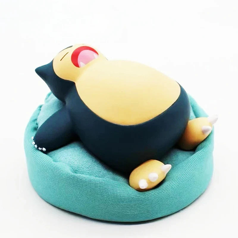 Mini Pokemon Anime Figurines, Sleeping Bean Bag Pikachu Bulbasaur Snorlax Evee Jirachi Komala 6pc Figure Set