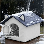 Outdoor Insulated Cat House – Windproof Waterproof Pet Shelter with Enclosed Door & Moisture-Proof Base, Grey (S–L)