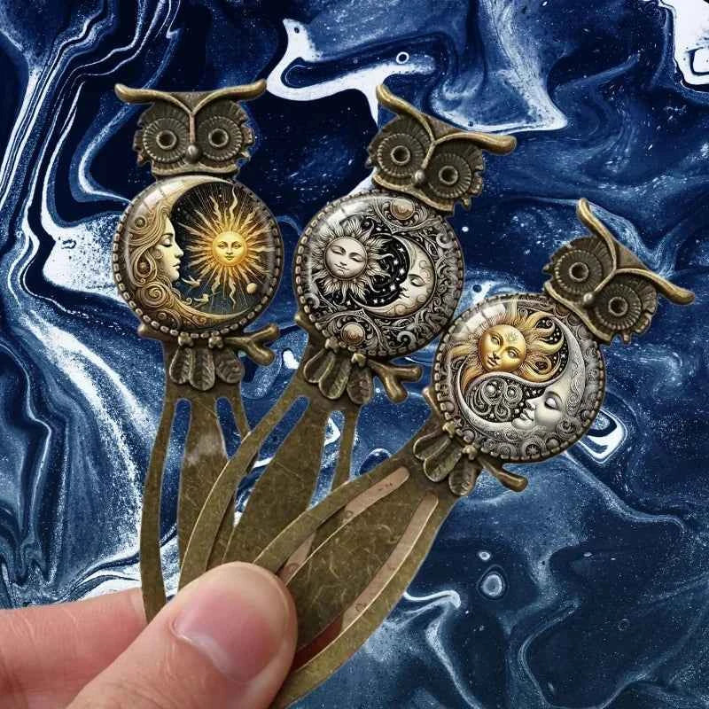 1/3Pcs Metal Bookmarks, Vintage Sun Moon Celestial Pattern Book Markers Page Clips, Reading Accessories Gift for Book Lovers