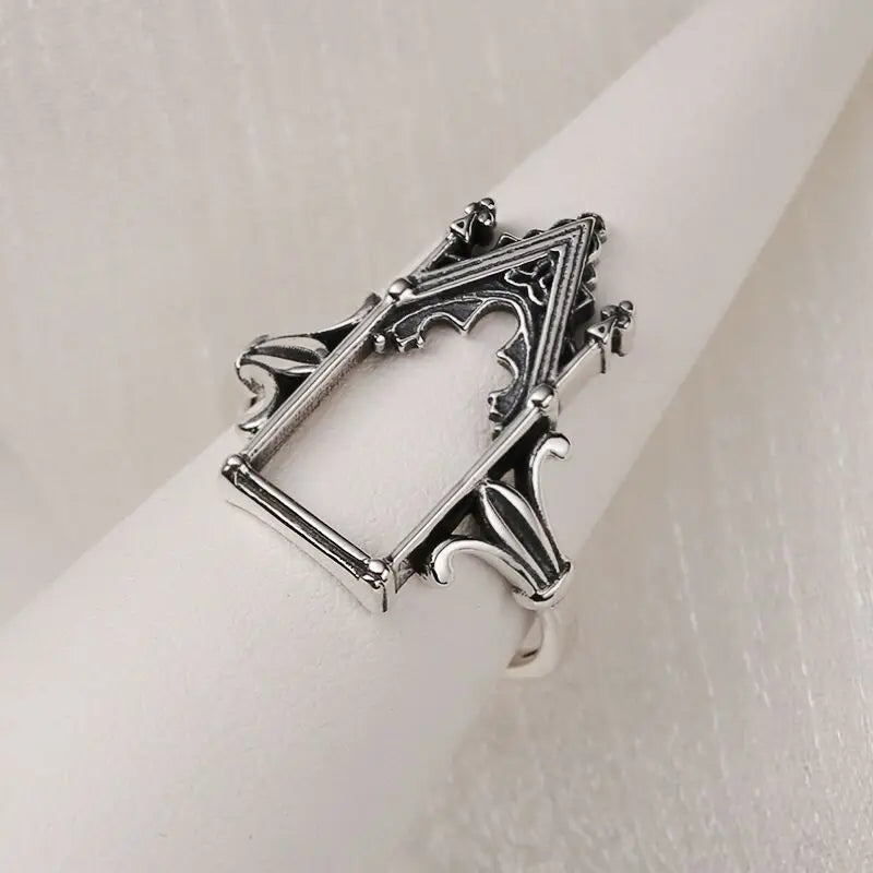 925 Sterling Silver Castle Adjustable Rings For Women Engagement Wedding Luxury Jewelry Wholesale