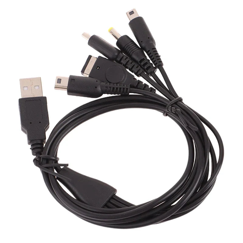 5-in-1 Multi-Console USB Charging Cable | 1.2M Fast Charger Cord for Nintendo 3DS, DSi, Wii U, GBA, PSP