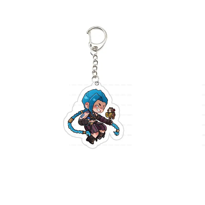 Acrylic Arcane Jinx Vi Caitlyn Ekko Viktor Keychain  Arcane FigurePendant Keyring Key chainKeyRing for Accessories Bag Fans Gift