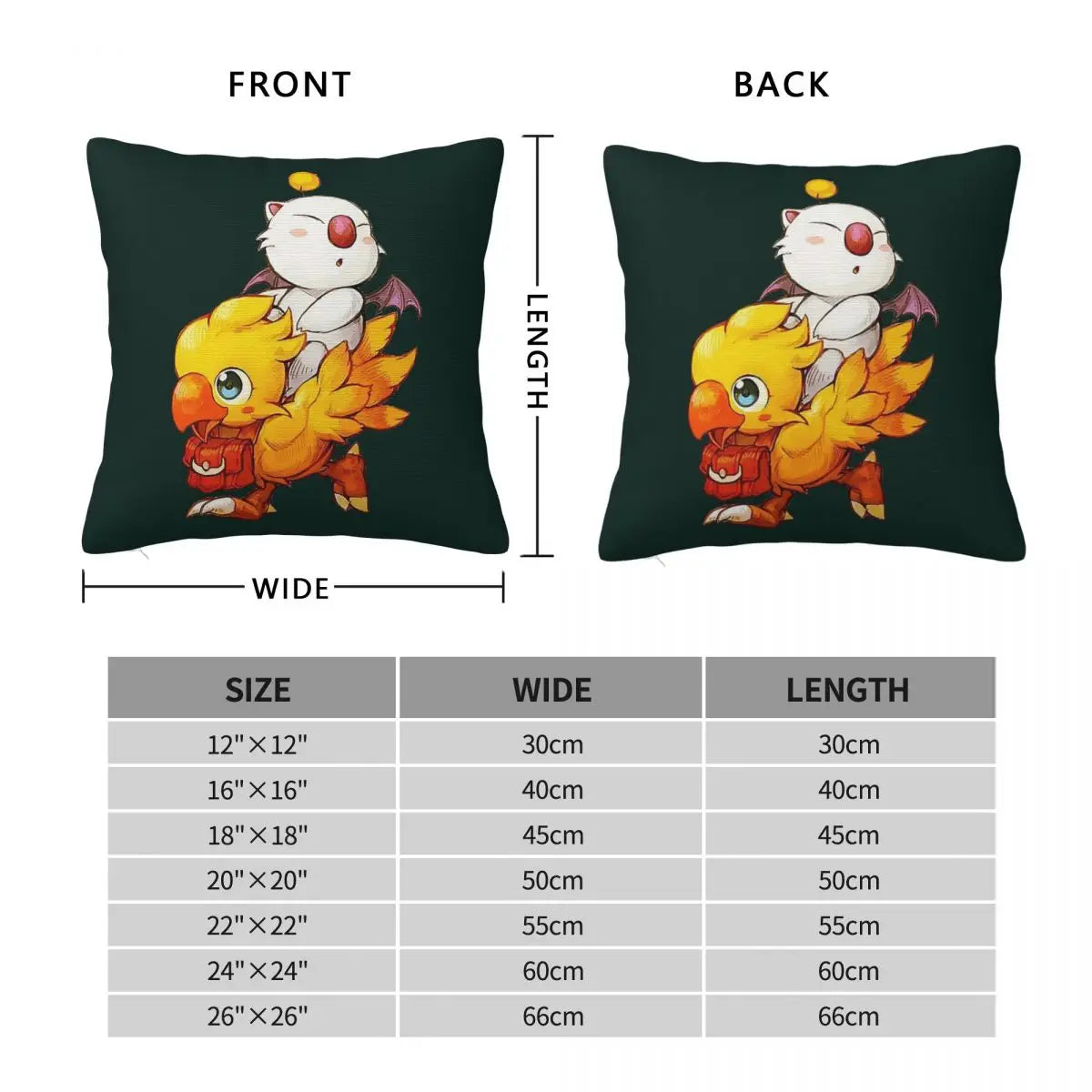 Chocobo Moogle Final Fantasy Pillowcase Polyester Linen Velvet Printed Zip Decor Pillow Case Bed Cushion Cover