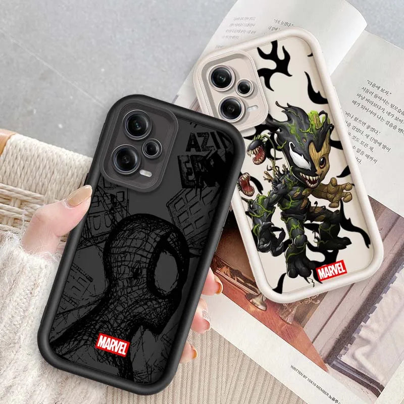 Marvel Groot Spider-Man Art For Xiaomi Redmi Note 14 13 13R 12 12R 11 11E 11T 11S Pro Plus 4G 5G Eye Ladder Soft Phone Case