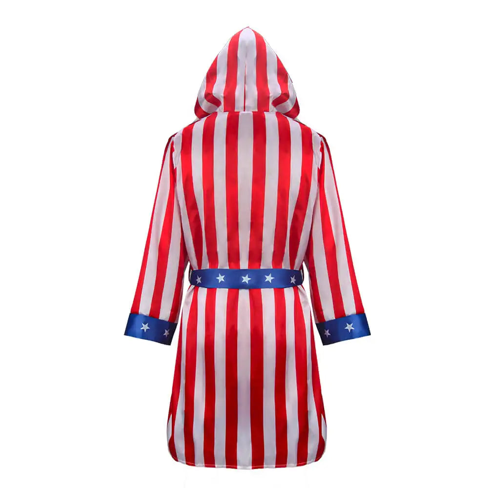 Adult American Flag Boxing Costume with Robe Short Rocky Balboa Boxing Independence Day Cosplay Bathrobe Takerlama