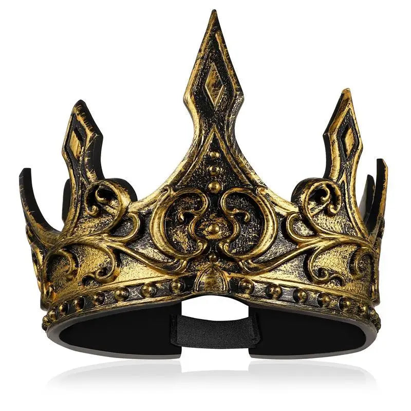 1pc Halloween Prom King Crown Men Medieval Crown Headband Soft PU Foam Crown Mens Headdress Party Props (Random Pattern) 68cm