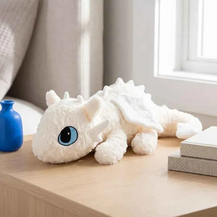Cute White Dragon Plush Body Pillow – Soft Cartoon Dragon Cushion