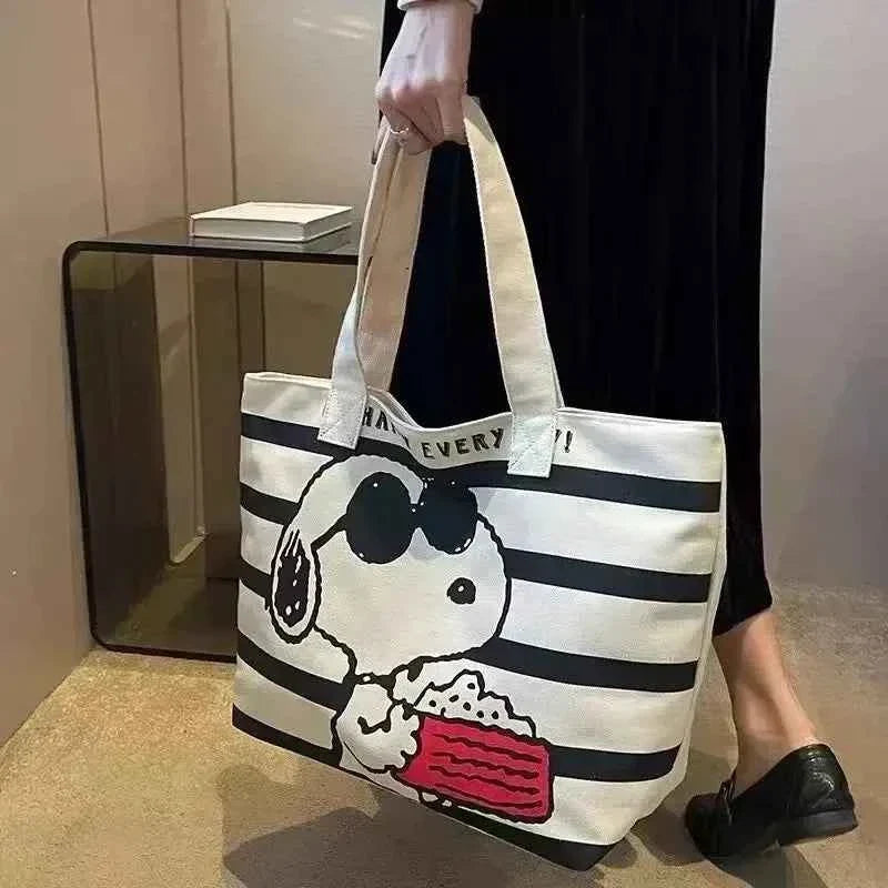 Snoopy Canvas Tote Bag – Large Capacity Book & Everyday Bag