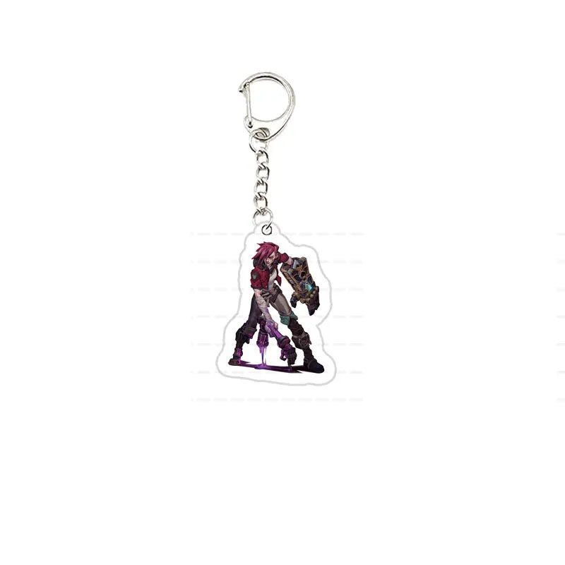 Acrylic Arcane Jinx Vi Caitlyn Ekko Viktor Keychain  Arcane FigurePendant Keyring Key chainKeyRing for Accessories Bag Fans Gift