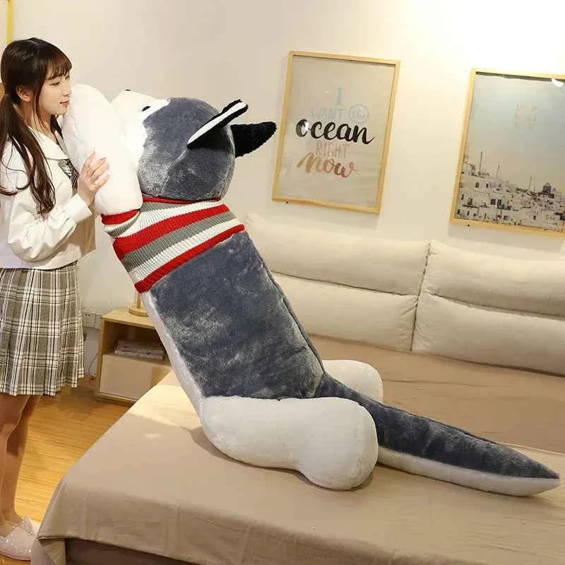 Giant Husky Plush Toy – Soft Dog Body Pillow Stuffed Animal