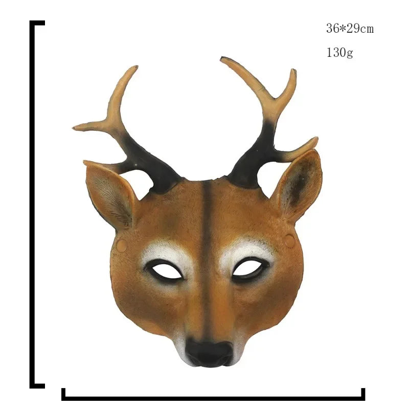 Halloween Decoration 3D Animal Mask Party Rave Club Cosplay Deer Mask PU Foam Personalized Gift Unisex Carnival  Dress Up Props