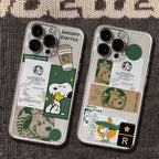 Funny Cartoon Cute Snoopy coffee Clear TPU Phone Case For iPhone 11 12 13 14 15 16 Pro Max 16 Plus Lovely Snoopy Anti-Fall Cover