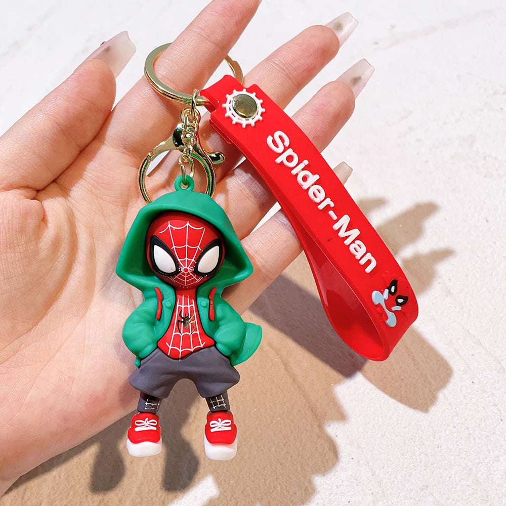 Disney Marvel Spider-Man Keychain Cartoon Comics Avengers Series Key Ring Pendant Ornaments Jewelry Gifts for Friends