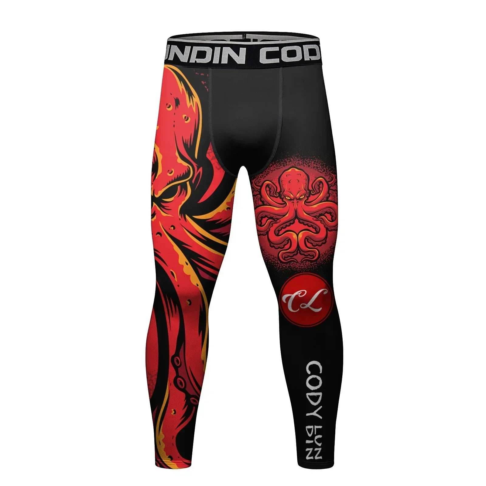 Men's Compression Running Tights - Red Octopus / Medium
