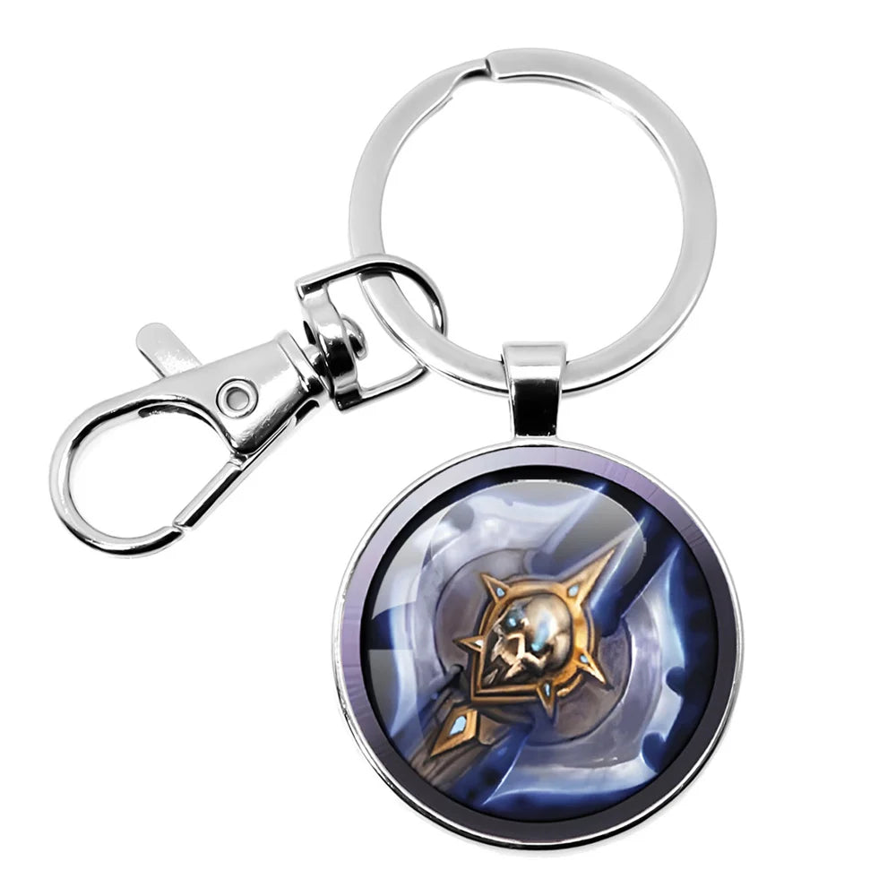 Game World Of Warcraft Keychain WOW Glass Pendant Key Chain For Women Men Keyring Jewelry Hearthstone