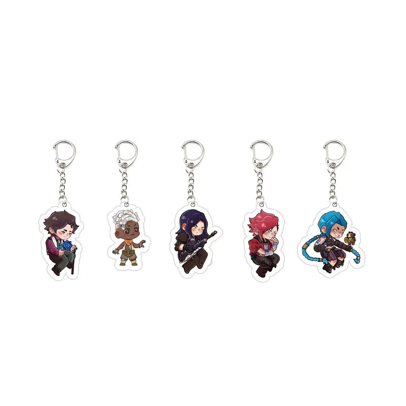 Acrylic Arcane Jinx Vi Caitlyn Ekko Viktor Keychain  Arcane FigurePendant Keyring Key chainKeyRing for Accessories Bag Fans Gift