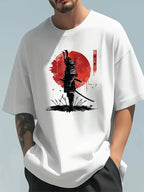Japanese Samurai Pattern T-shirt 100 Cotton Summer Top