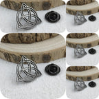 New round Celtic knot men's lapel pin, stainless steel gold-plated badge, black brooch for suit accessories, gift for father