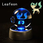 Pokemon 3D Crystal Ball Pokeballs with LED Light Base, Kids Anime Toy Gifts