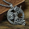 Ancient Greek Warrior Goddess Necklace – Mythological Silver Pendant