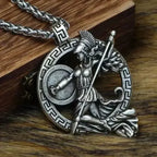 Ancient Greek Warrior Goddess Necklace – Mythological Silver Pendant