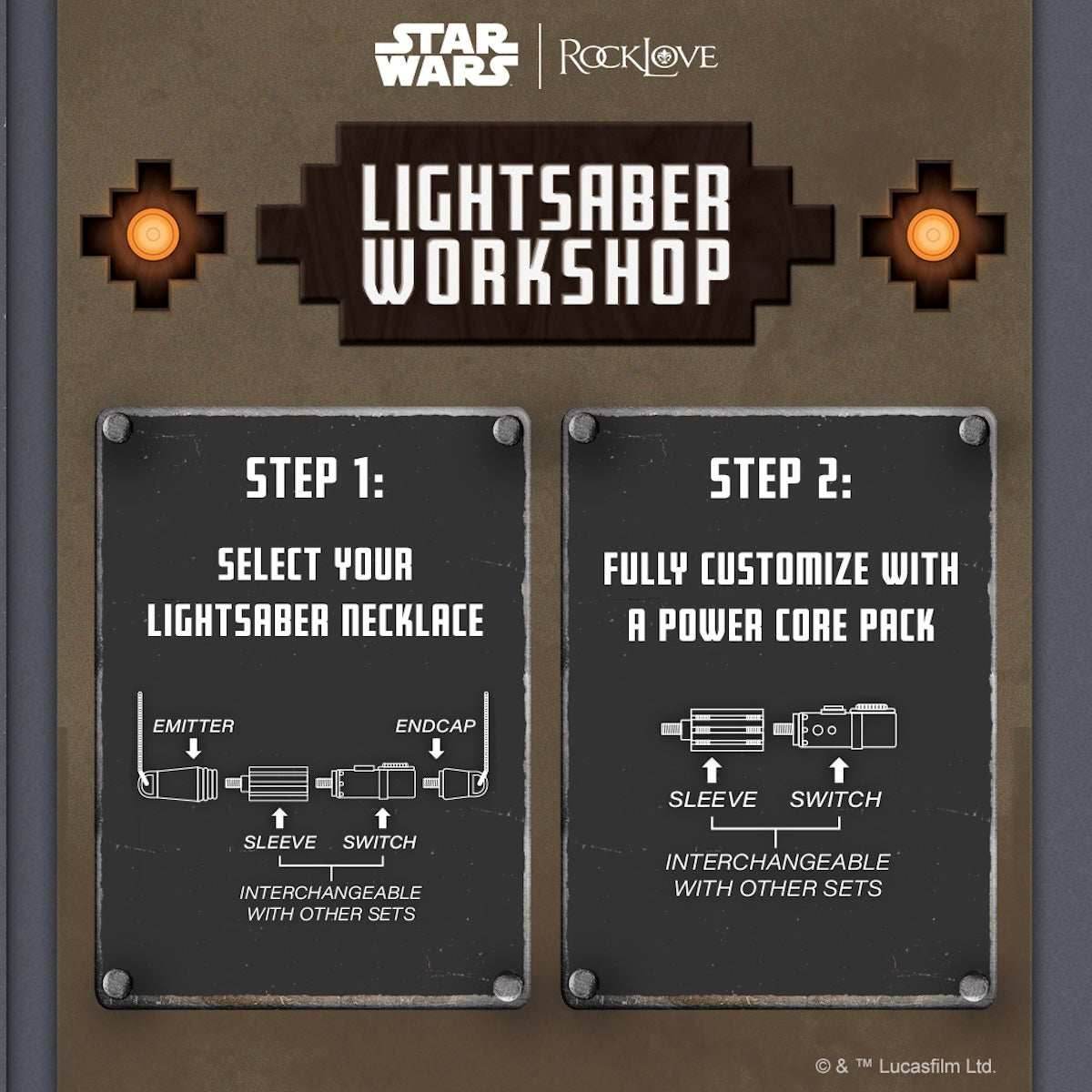 Star Wars X RockLove LIGHTSABER WORKSHOP Power and Control Lightsaber Necklace - 