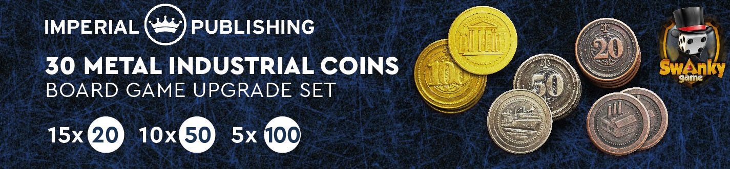 30 Metal Coin HIGH VALUE Board Game Upgrade Set (Industrial Coins)