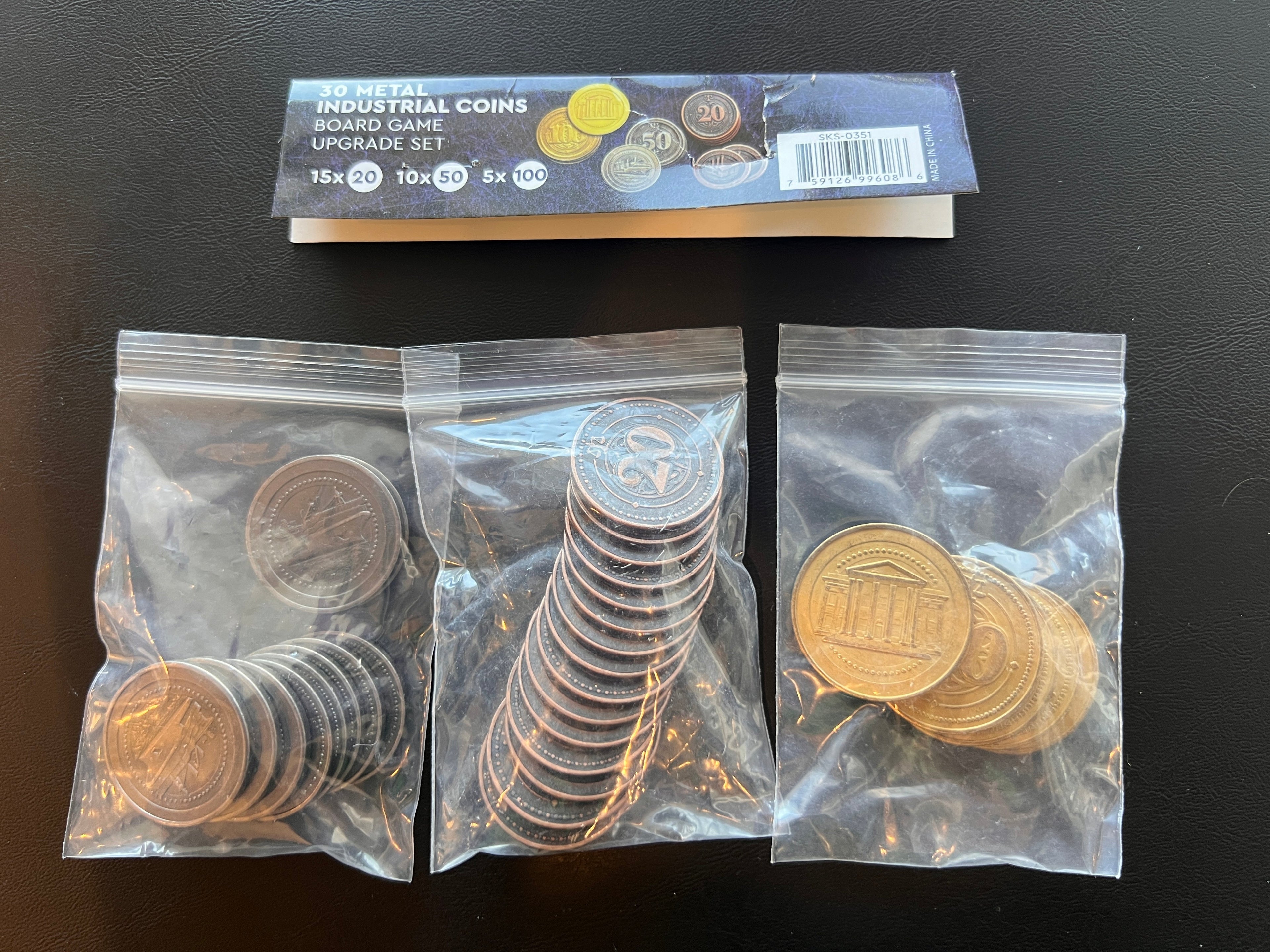 30 Metal Coin HIGH VALUE Board Game Upgrade Set (Industrial Coins)