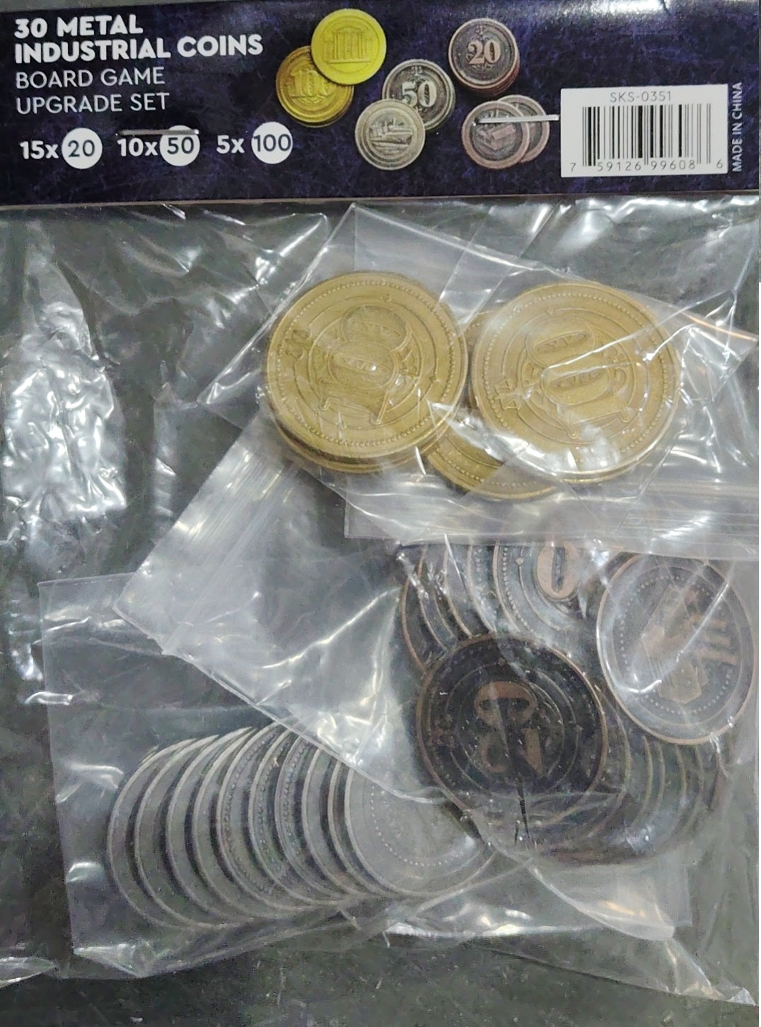 30 Metal Coin HIGH VALUE Board Game Upgrade Set (Industrial Coins)