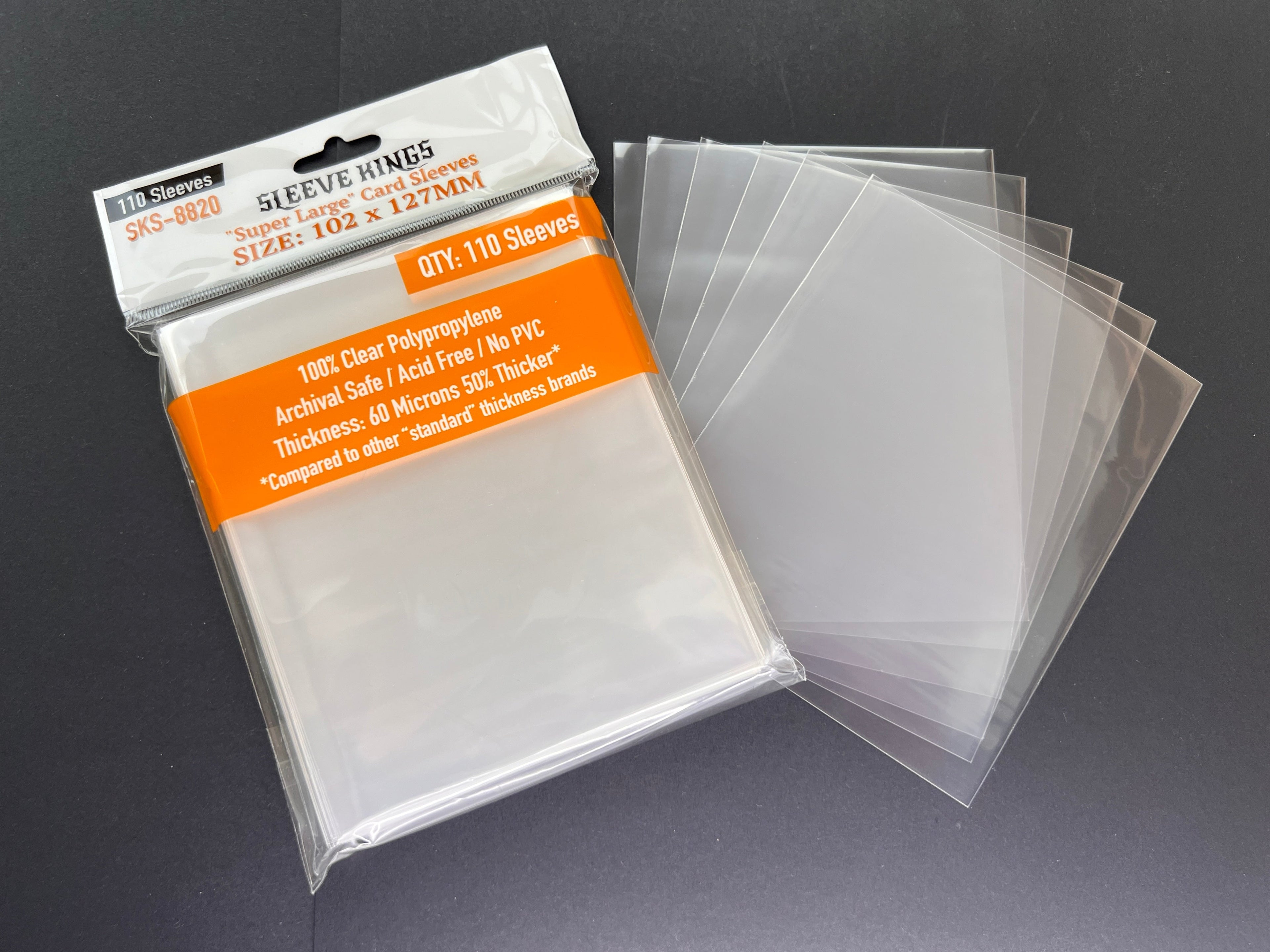 Super Large Game Card Sleeves (102x127mm) 110 Pack, 60 Micron, SKS-8820