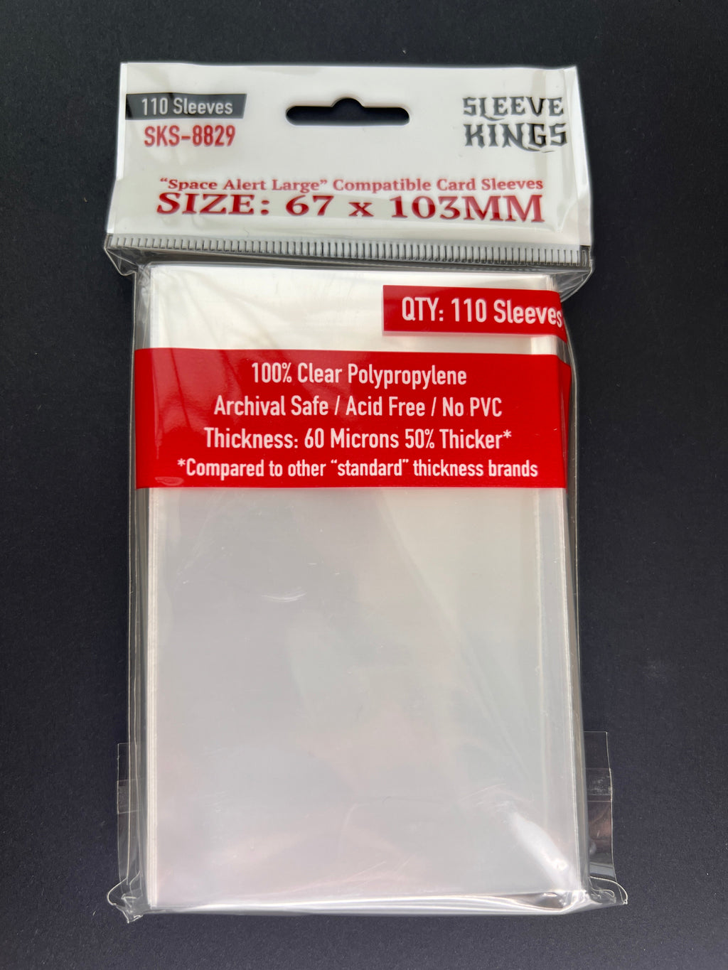 "Space Alert" Compatible Large Card Sleeves (67x103mm) 110 Pack, 60 Micron, SKS-8829