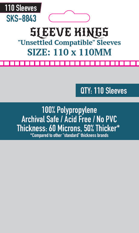 "Unsettled" Compatible Sleeves (110x110 MM) 110 Pack, 60 Microns, SKS-8843