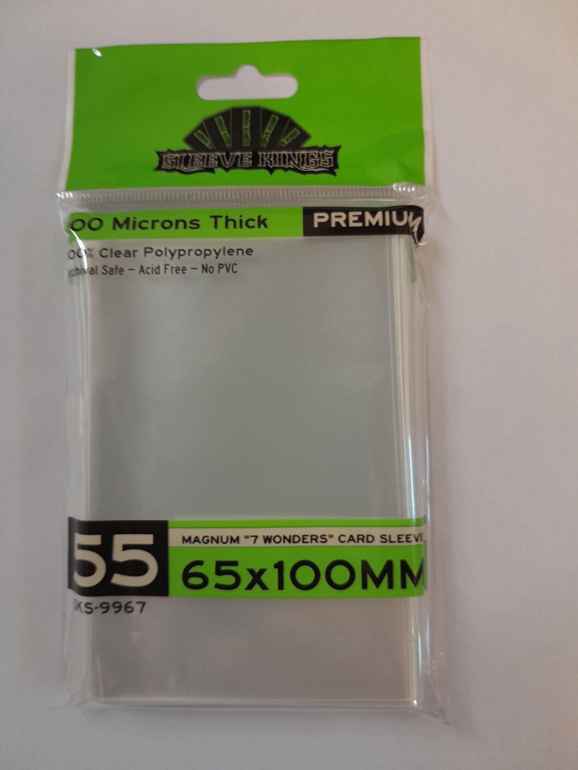 Premium "7 Wonders" Magnum Card Sleeves (65x100mm) 55 Pack, 100 Micron, SKS-9967