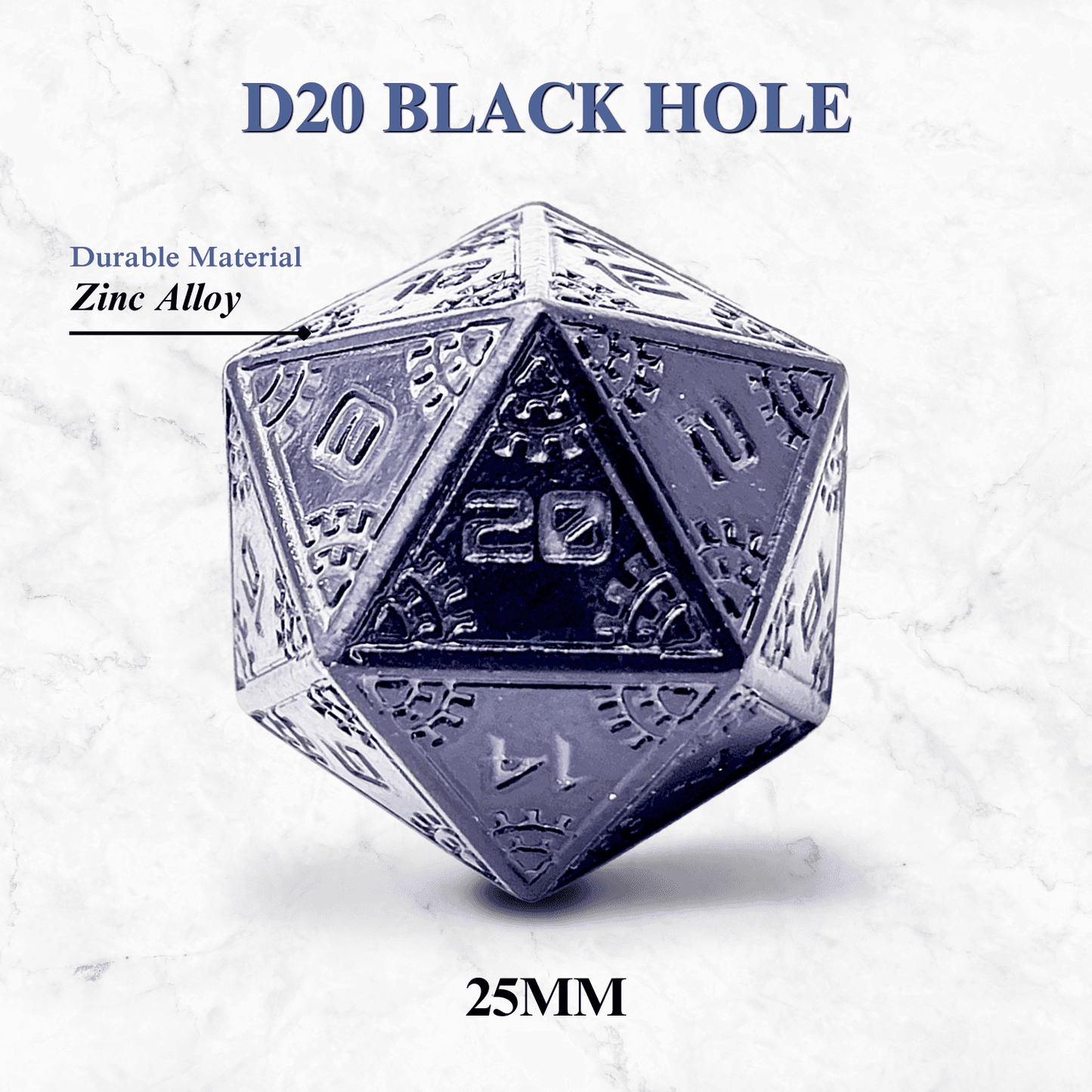 Space Dice Meteor Runestones™ - 25mm D20 - Black Hole - 