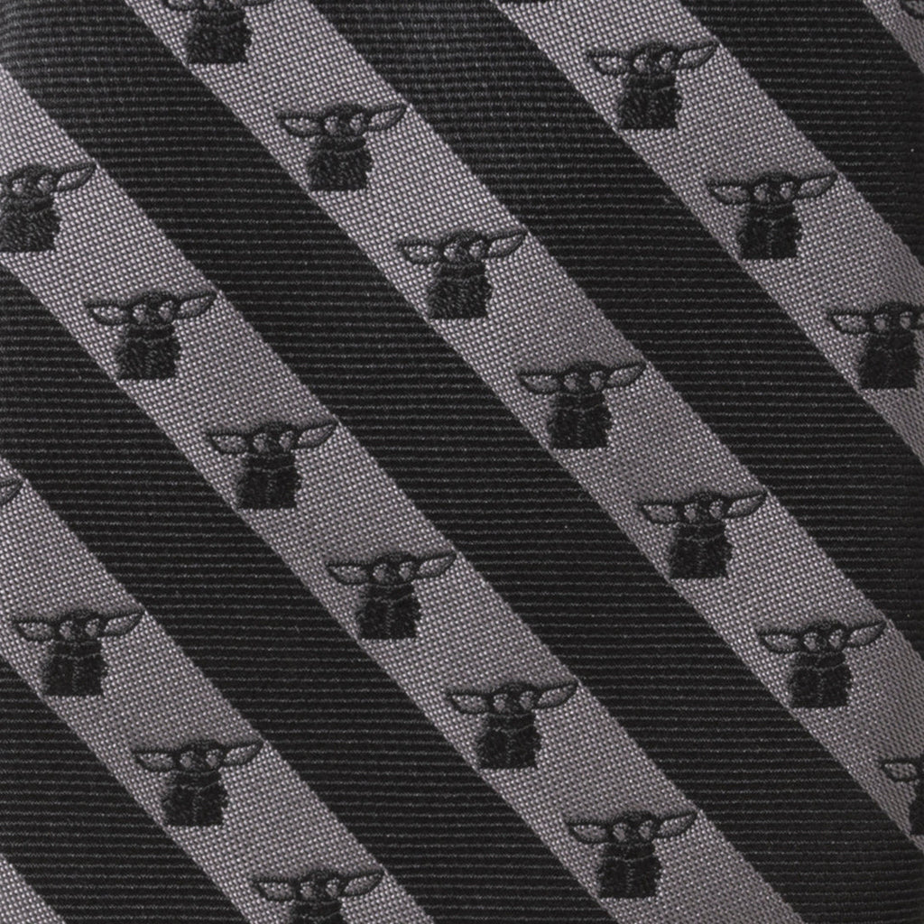 Star Wars Grogu Black and Gray Striped Tie