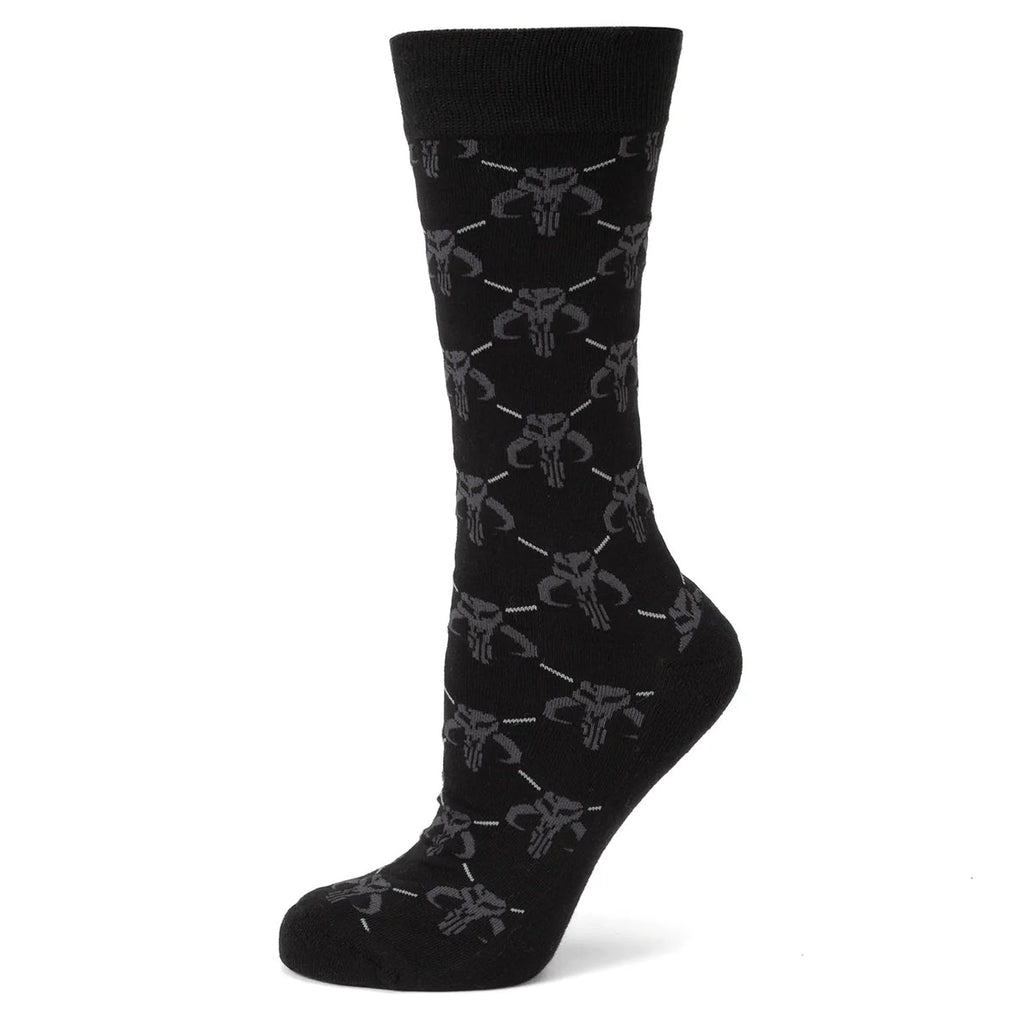 Star Wars Mandalorian Charcoal Gray Dress Socks and Mythosaur Lapel Pin Gift Set