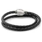 Star Wars Mandalorian Double Wrap Stainless Steel Black Bracelet