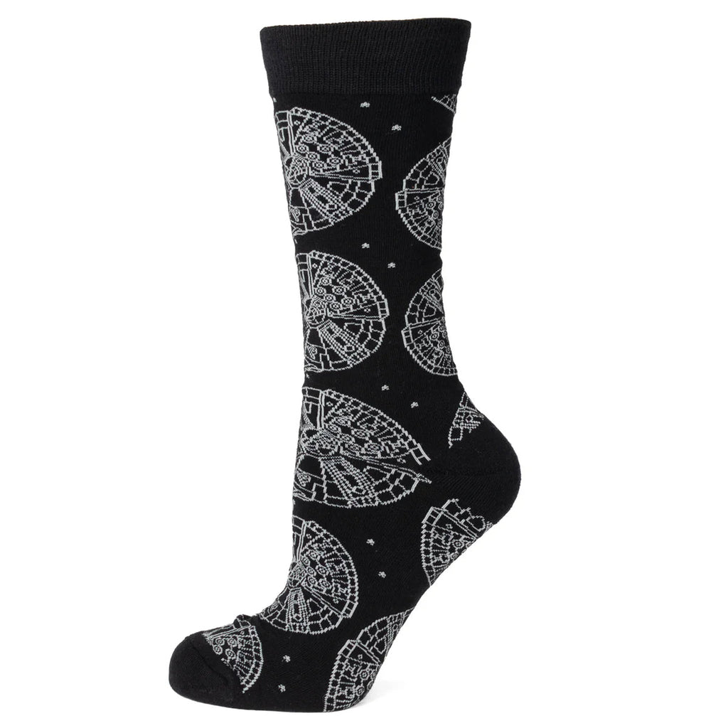 Star Wars Millennium Falcon Black Dress Socks and Lapel Pin Gift Set