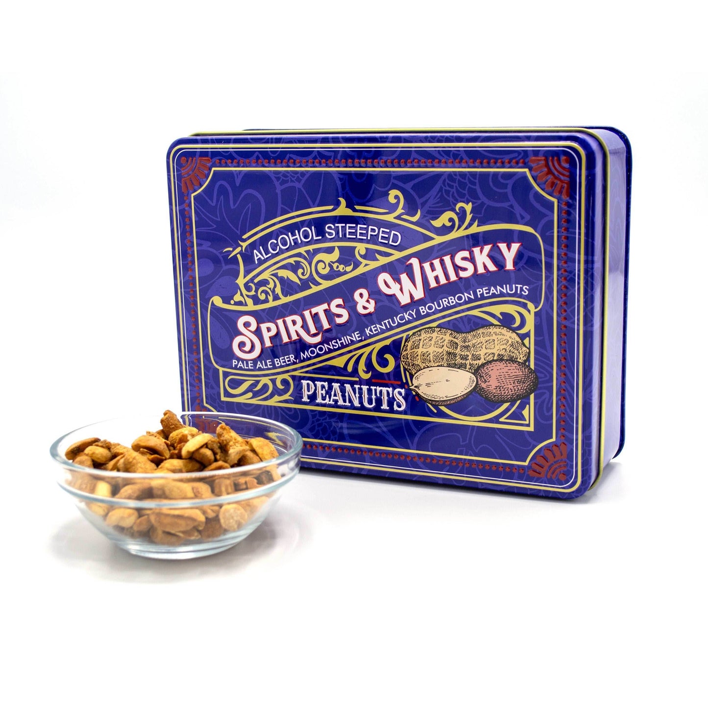 Spirits & Whisky Peanuts Men's Gift Tin – 3 Gourmet Flavors | Moonshine, Pale Ale & Bourbon Peanuts - 